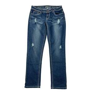 Dollhouse VTG Y2K Skinny Mid Rise Jeans Distressed Big Stitch Womens 7 Juniors